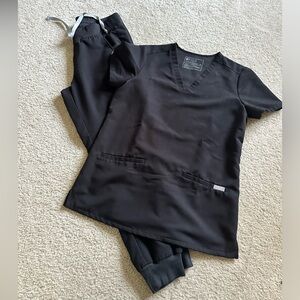 Figs black scrub set top Casma 3pocket XS bottoms Zamora jogger small petite new